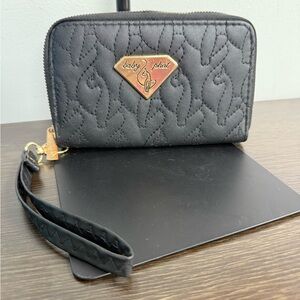 Baby Phat Black Quilted Wristlet with Gold Accent